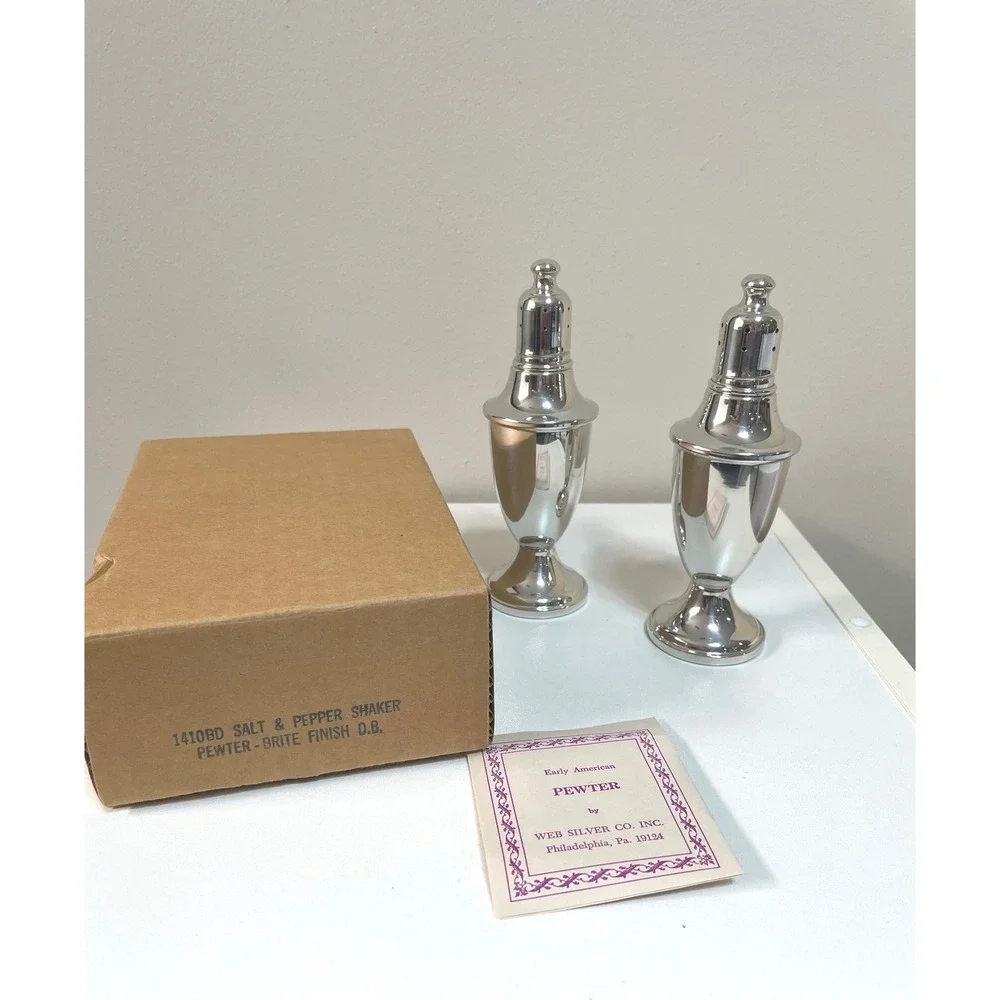 Early American‎ Pewter Salt and Pepper Shakers by Web Silver Co. Philadelphia